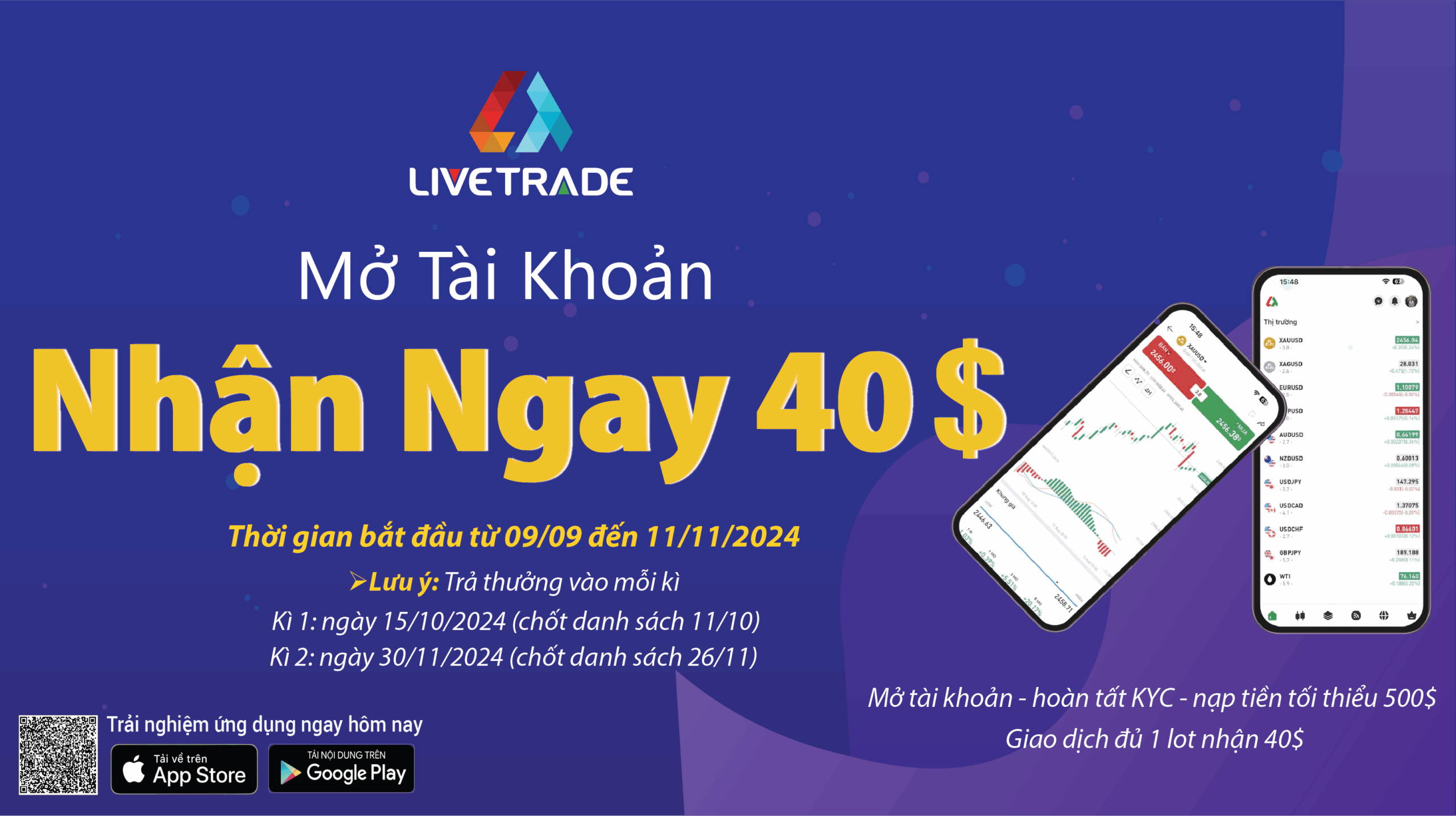 Nhận Thưởng Lên Đến 40$ Khi Mở Tài Khoản Tại Livetrade Pro - 1